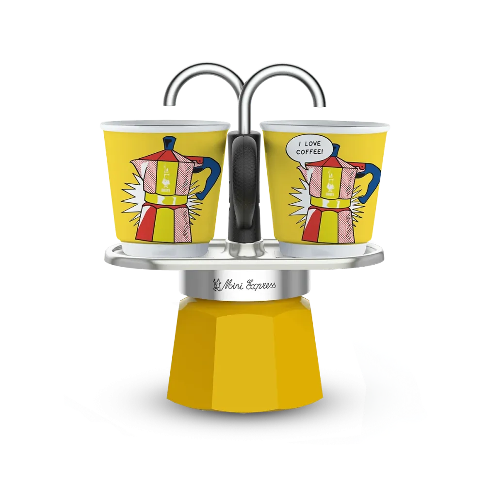 Set Bialetti Mini Express Giallo Liechtenstein Inclusi 2 Tazzine da Espresso