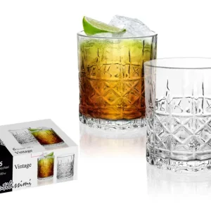 Bicchiere liquore vetro da 300ml trasparente, stile vintage 8x9 cm - Gicos