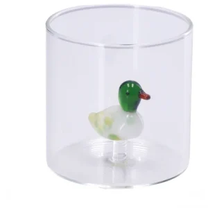 Bicchiere vetro con decoro anatra interno 3d | rohome