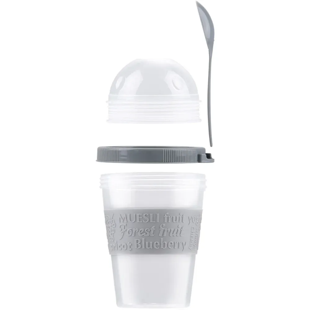 Bicchiere da Yogurt con Coperchio e Cucchiaio Capacità 500ml 10.5 x 16.5 cm