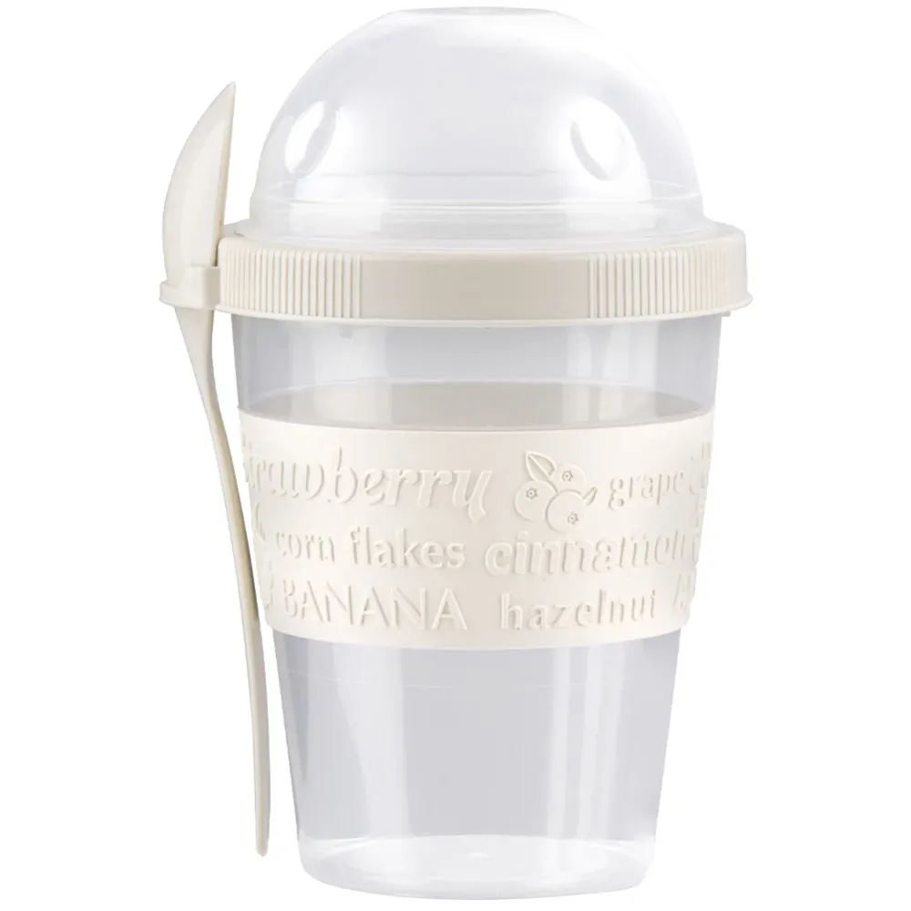 Bicchiere da Yogurt con Coperchio e Cucchiaio Capacità 500ml 10.5 x 16.5 cm