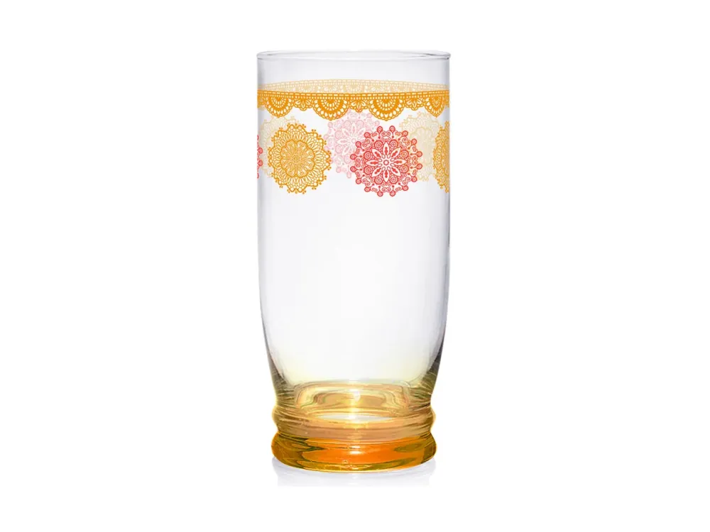 Bicchieri per bibita linea giove confezione da 3 pezzi con decorazioni persia colore arancio da 420cc