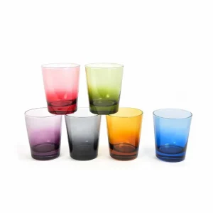 Bicchieri vetro "conic" set da 6 pezzi d.8xh9,5cm 275cc colori assortiti scatola regalo