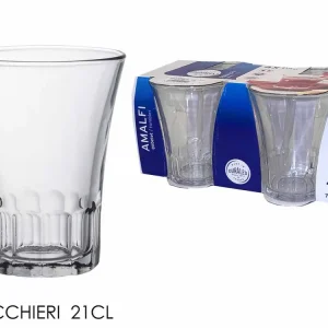Bicchieri vetro temperato trasparente linea amalfi 21cl 4 pezzi