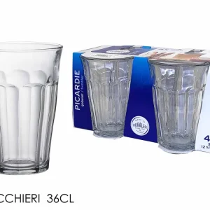 Bicchieri vetro temperato trasparente linea picardie 36cl 4 pezzi