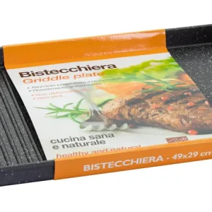 Bistecchiera 49x29 cm Alluminio Pressofuso Antiaderente Collection Grigio Marmorizzato