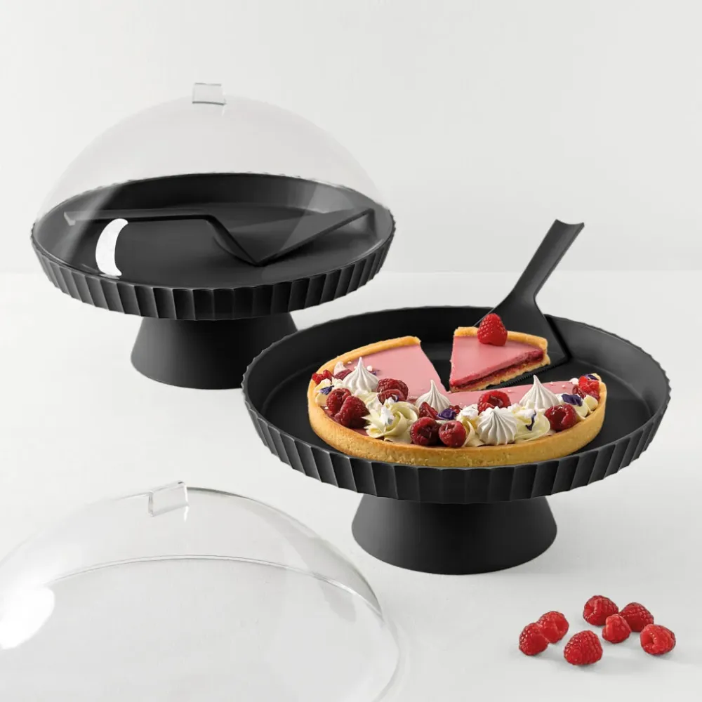 BLIM PLUS Alzata Tortiera Agorà 30cm Carbon Black Nero Made Italy 100% Riciclabile