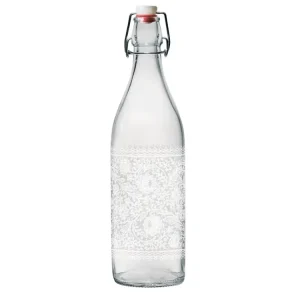 Bottiglia modello lory capacita' 1lt con tappo bianco e decorazioni sarah