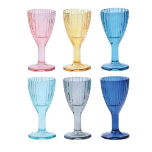 Brandani Drop Liquorino Calice Hot Plisse' Set 6 Pz Colori Assortiti Vetro