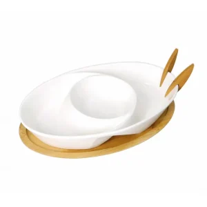 Brandani Porcellana & Bamboo Antipastiera Abbraccio 2 Forchettine
