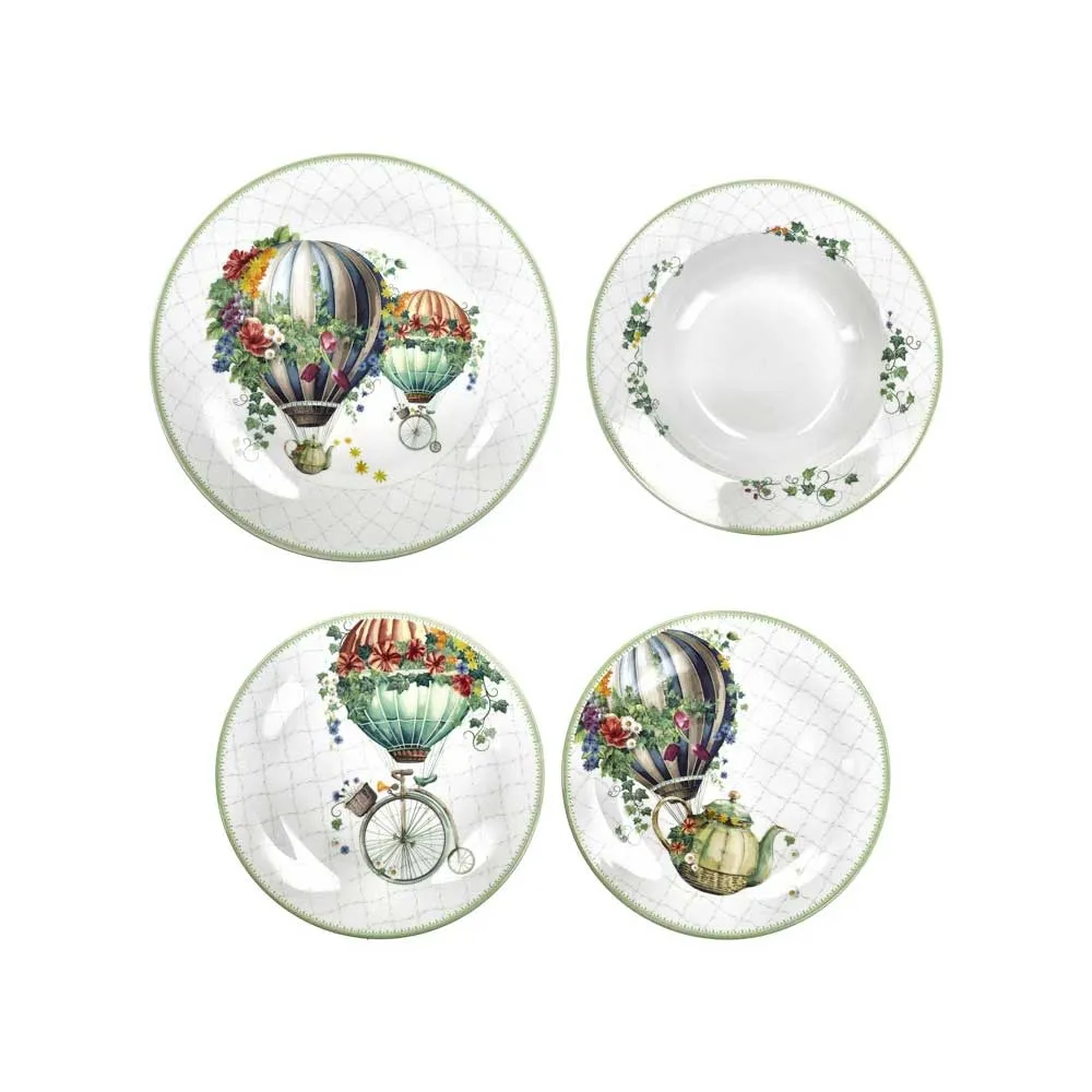 BRANDANI Servizio Tavola Piatti Set 18 Pezzi Wonderland Porcellana