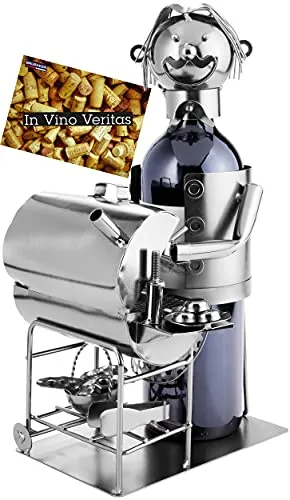 BRUBAKER portabottiglia da vino dal raffinato design – “cuoco assaggiatore” con biglietto d'auguri