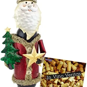 Brubaker Portabottiglie Babbo Natale Nostalgia Vintage Scultura - Dipinte Mano - con Biglietto di Auguri
