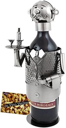 BRUBAKER Portavino Portabottiglie dal Design Cameriere con Vassoio con Biglietto Dauguri - Scultura Metallo con Biglietto...