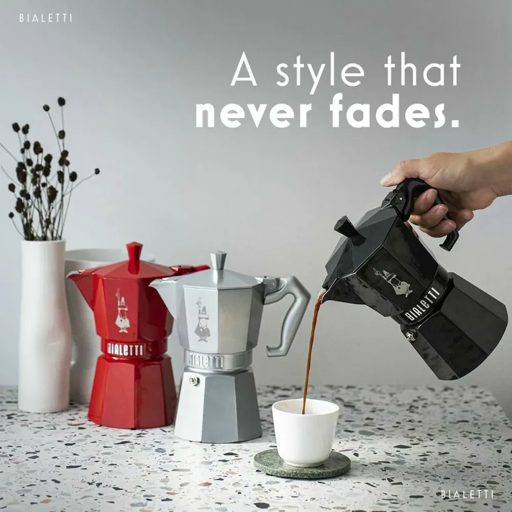 Caffettiera Italiana Bialetti MOKA EXCLUSIVE Rosso Alluminio 6 Tazze