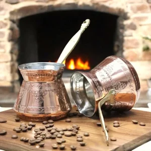Caffettiere tradizionali, caffettiera greco-araba, caffettiera rame martellato, caffettiera da fornello con manico ottone,...