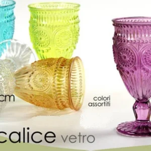 Calice Vino Bicchiere Cocktail Acqua Drink Colori Assortiti 14cm Vetro 628023