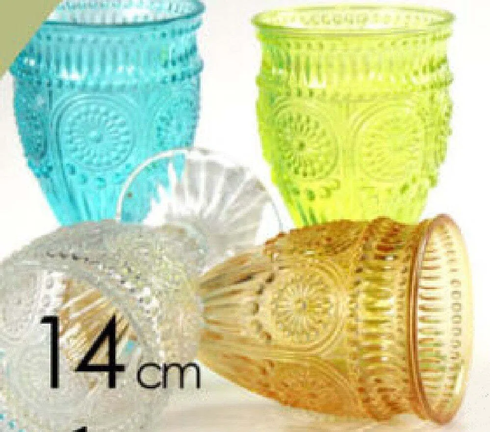 Calice Vino Bicchiere Cocktail Acqua Drink Colori Assortiti 14cm Vetro 628023