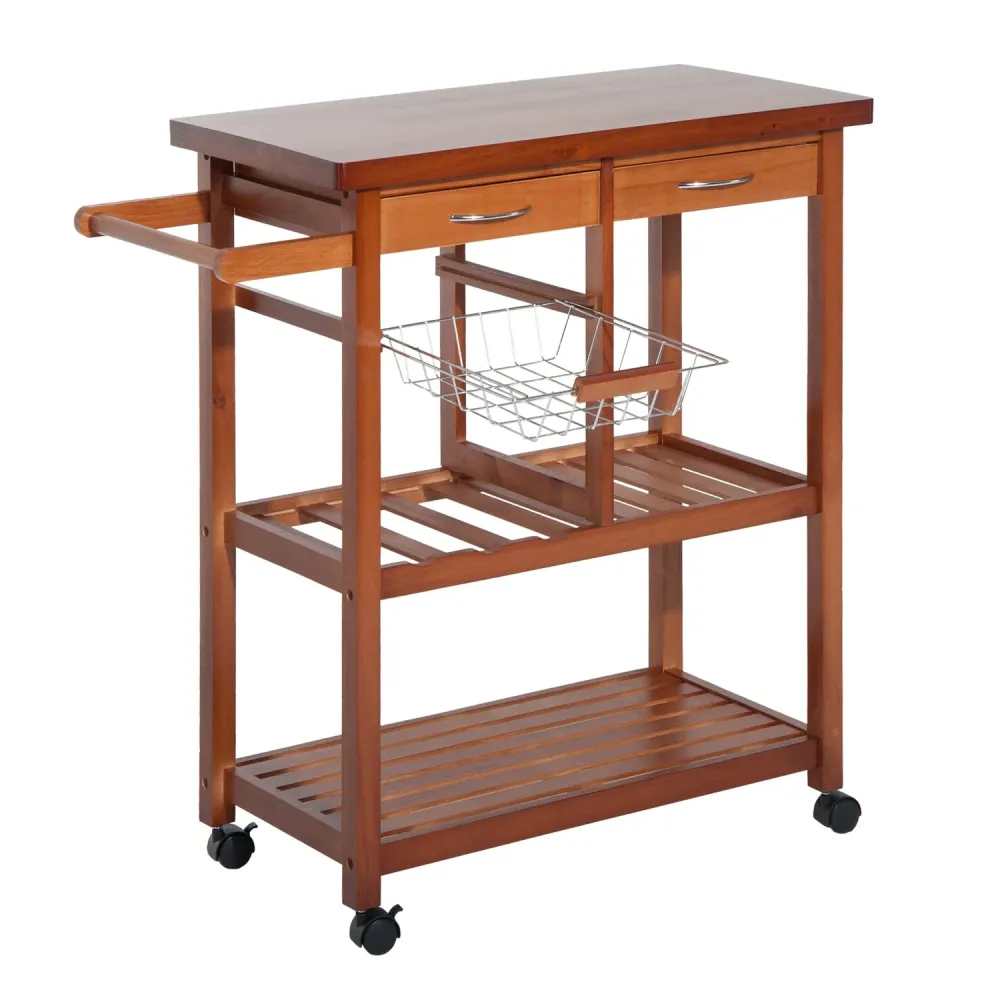 Carrello da Cucina da Cucina con Cassetti Legno 81x38x85 cm