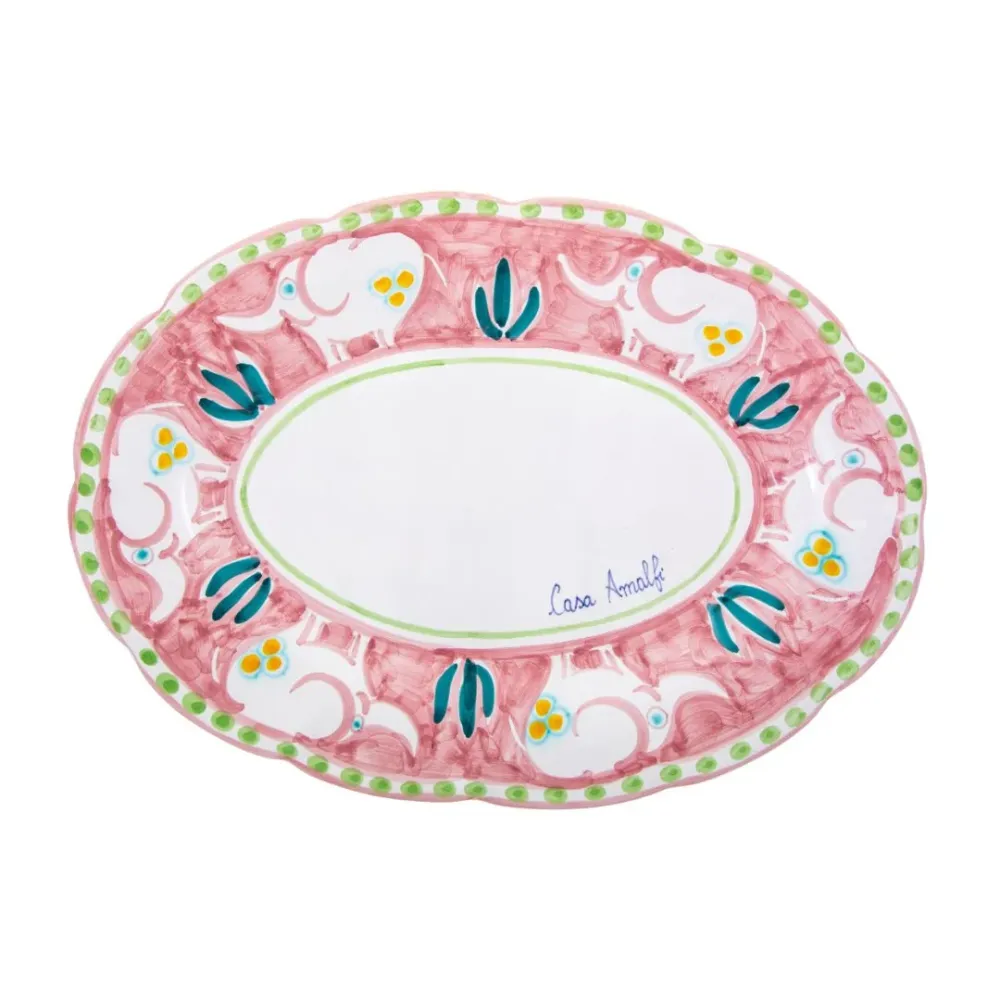 Piatto Ovale Elefantino Rosa 30 cm Casa Amalfi