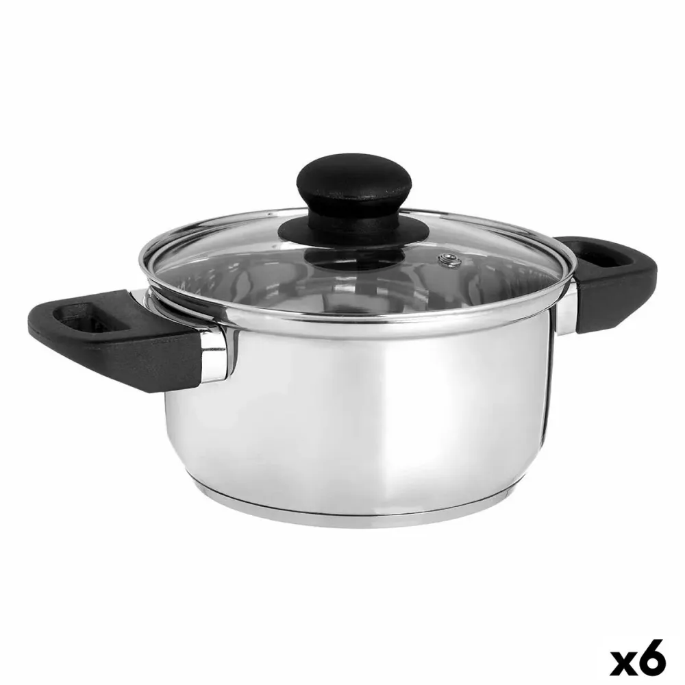 Casseruola con coperchio vetro Argentato Acciaio inossidabile 1,8 L 28 x 9 x 18 cm (6 Unità)