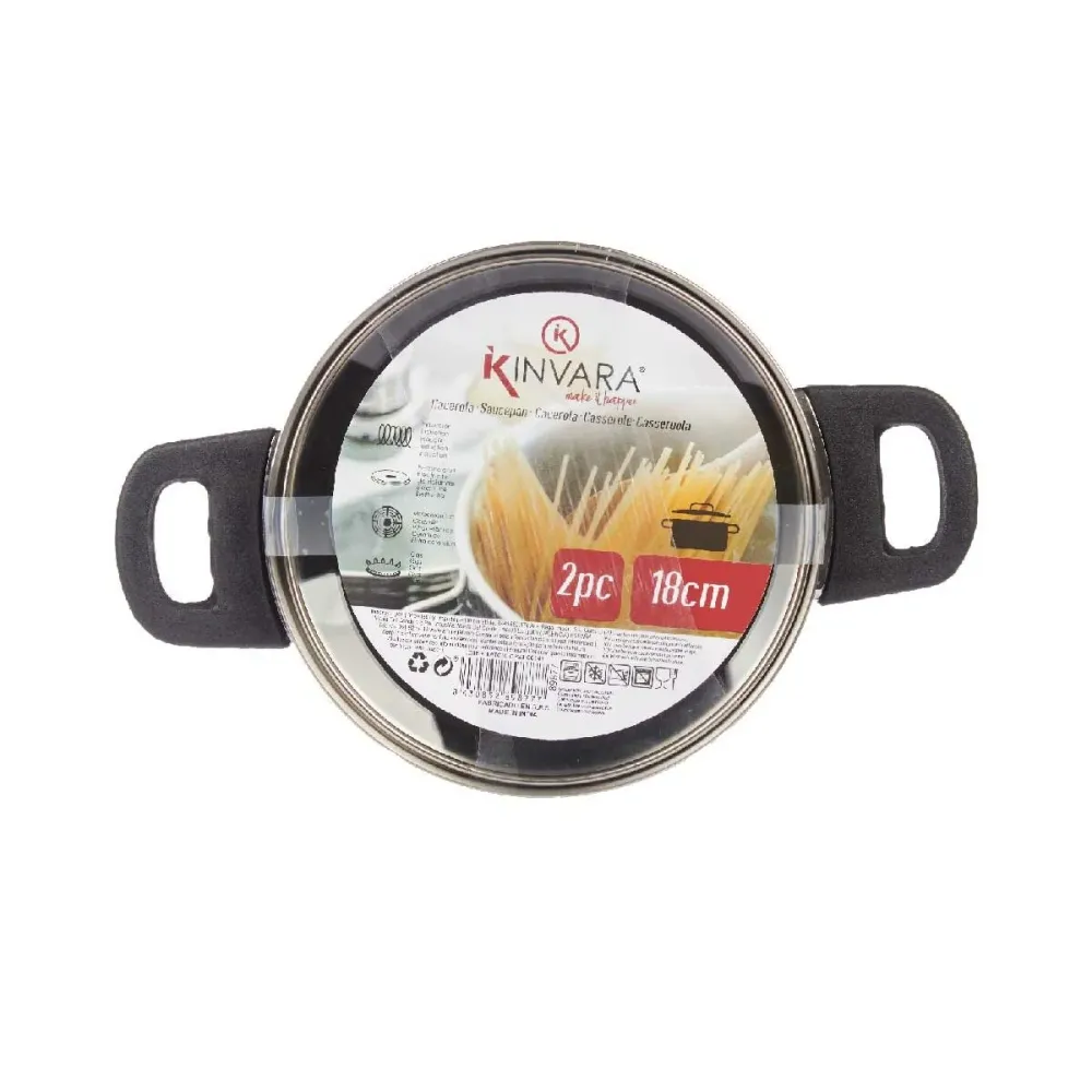 Casseruola con coperchio vetro Argentato Acciaio inossidabile 1,8 L 28 x 9 x 18 cm (6 Unità)