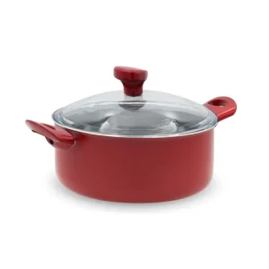 Casseruola corallo 2 manici 24cm con coperchio vetro