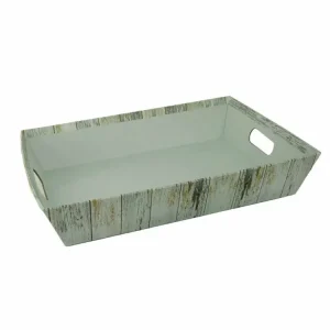 Cesta cartone effetto legno grigio rettangolare cm35x26h7