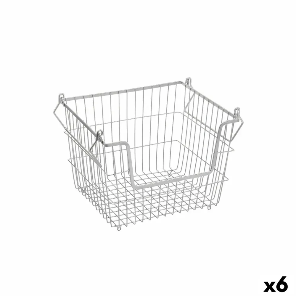 Cesta Multiusos Confortime Cinzento Metal 32 x 27 x 23 cm (6 Unidades)