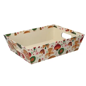 Cesta natalizia cartone multicolor con angeli 38x27x7 cm - Vacchetti