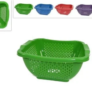 Cesto Cestino Quadrato Forato Multiuso 30cm Scola Frutta Verdura Cucina Colorato
