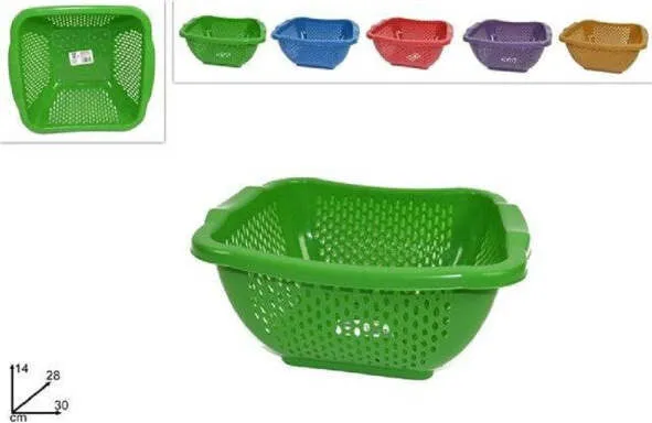 Cesto Cestino Quadrato Forato Multiuso 30cm Scola Frutta Verdura Cucina Colorato