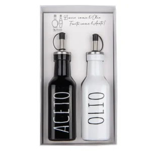Chef olio e aceto 19cm vetro bianco e nero