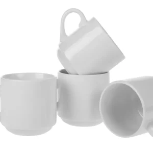 Cocon Tazze da caffè – set da 4, 320 ml, H 9,0 cm, porcellana, bianco, lavabili lavastoviglie, adatte al microonde