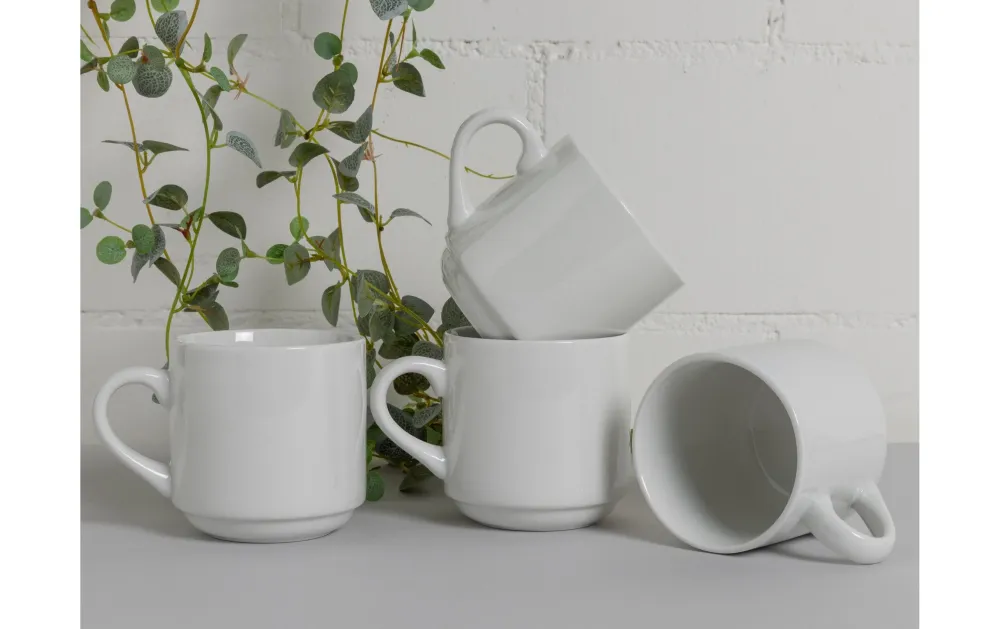 Cocon Tazze da caffè – set da 4, 320 ml, H 9,0 cm, porcellana, bianco, lavabili lavastoviglie, adatte al microonde