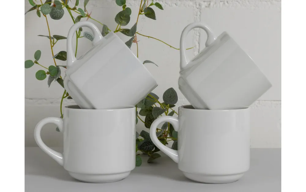 Cocon Tazze da caffè – set da 4, 320 ml, H 9,0 cm, porcellana, bianco, lavabili lavastoviglie, adatte al microonde