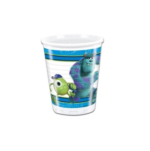 CONFEZIONE 8 BICCHIERI PLASTICA 200ML TEMA MONSTER & CO