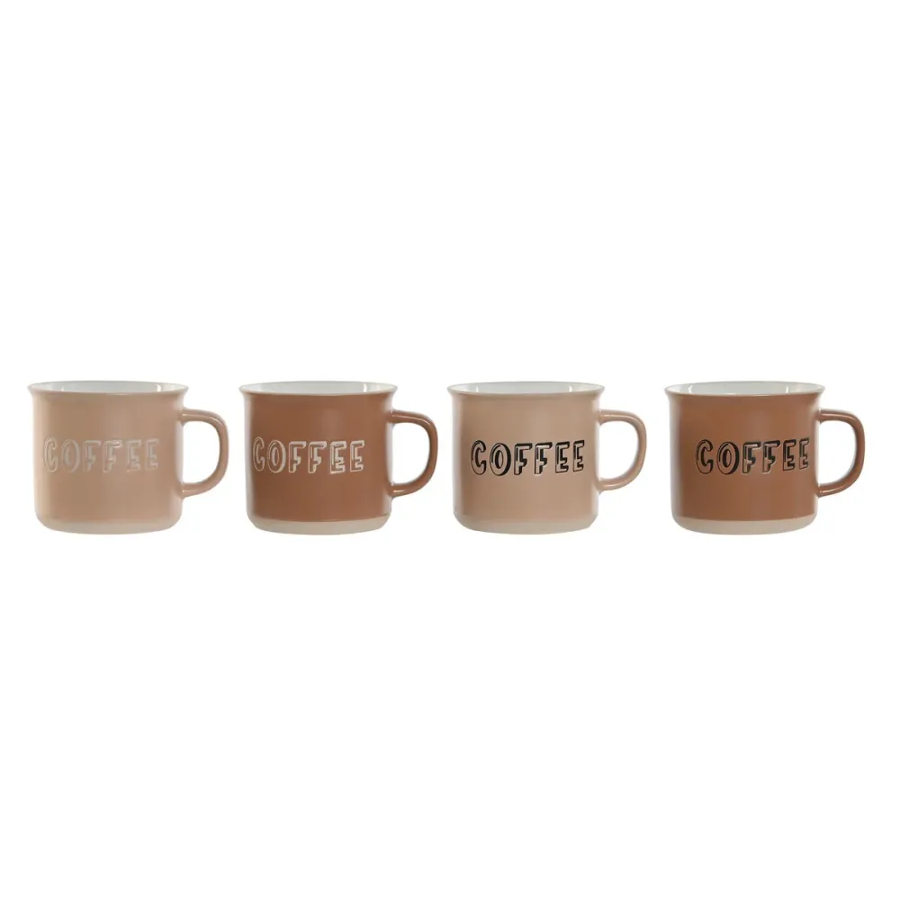 Conjunto de 4 Canecas Home ESPRIT Castanho Grés 285 ml 9 x 7 x 8 cm