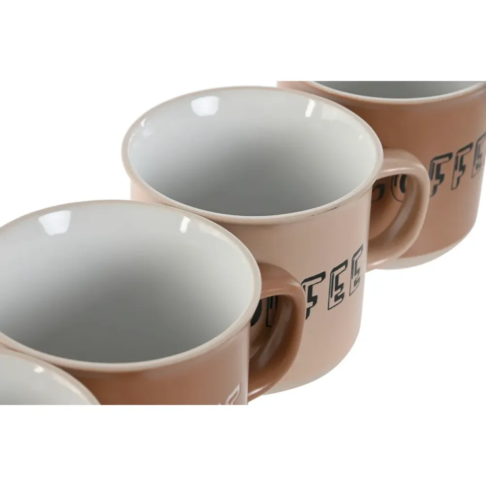 Conjunto de 4 Canecas Home ESPRIT Castanho Grés 285 ml 9 x 7 x 8 cm