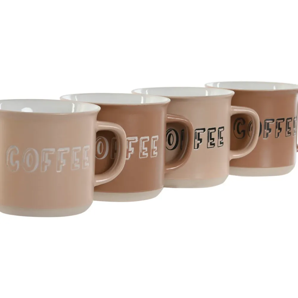 Conjunto de 4 Canecas Home ESPRIT Castanho Grés 285 ml 9 x 7 x 8 cm