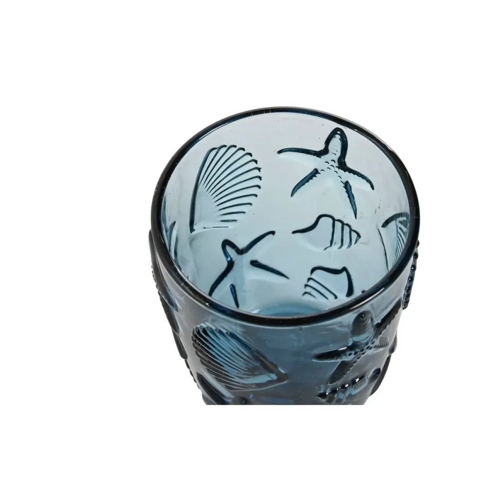 Conjunto de Copos Home ESPRIT Azul Cristal Mediterrâneo Com relevo 290 ml (6 Unidades)