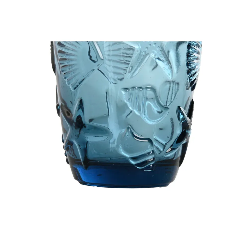 Conjunto de Copos Home ESPRIT Azul Cristal Mediterrâneo Com relevo 290 ml (6 Unidades)