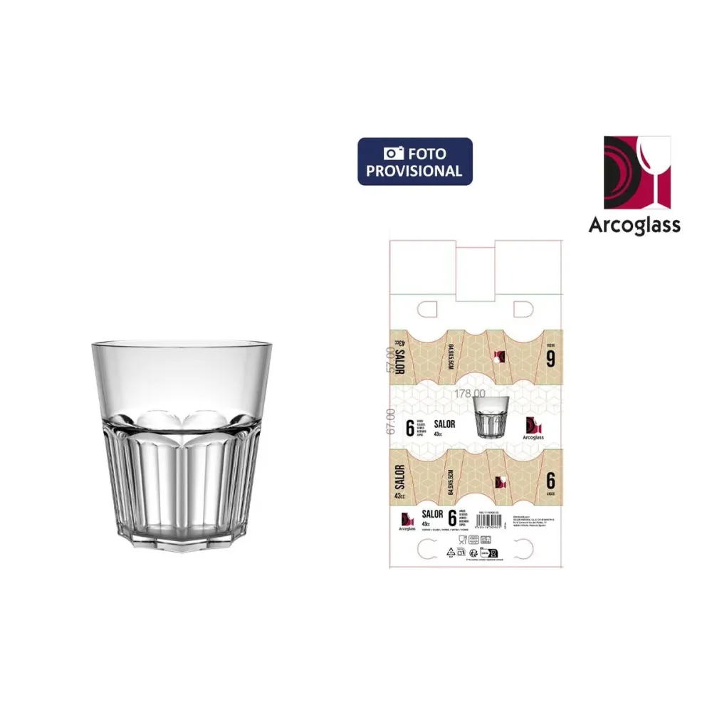 Conjunto de Copos de Shot La Mediterránea Salor Transparente Vidro 43 ml 6 Peças (12 Unidades)