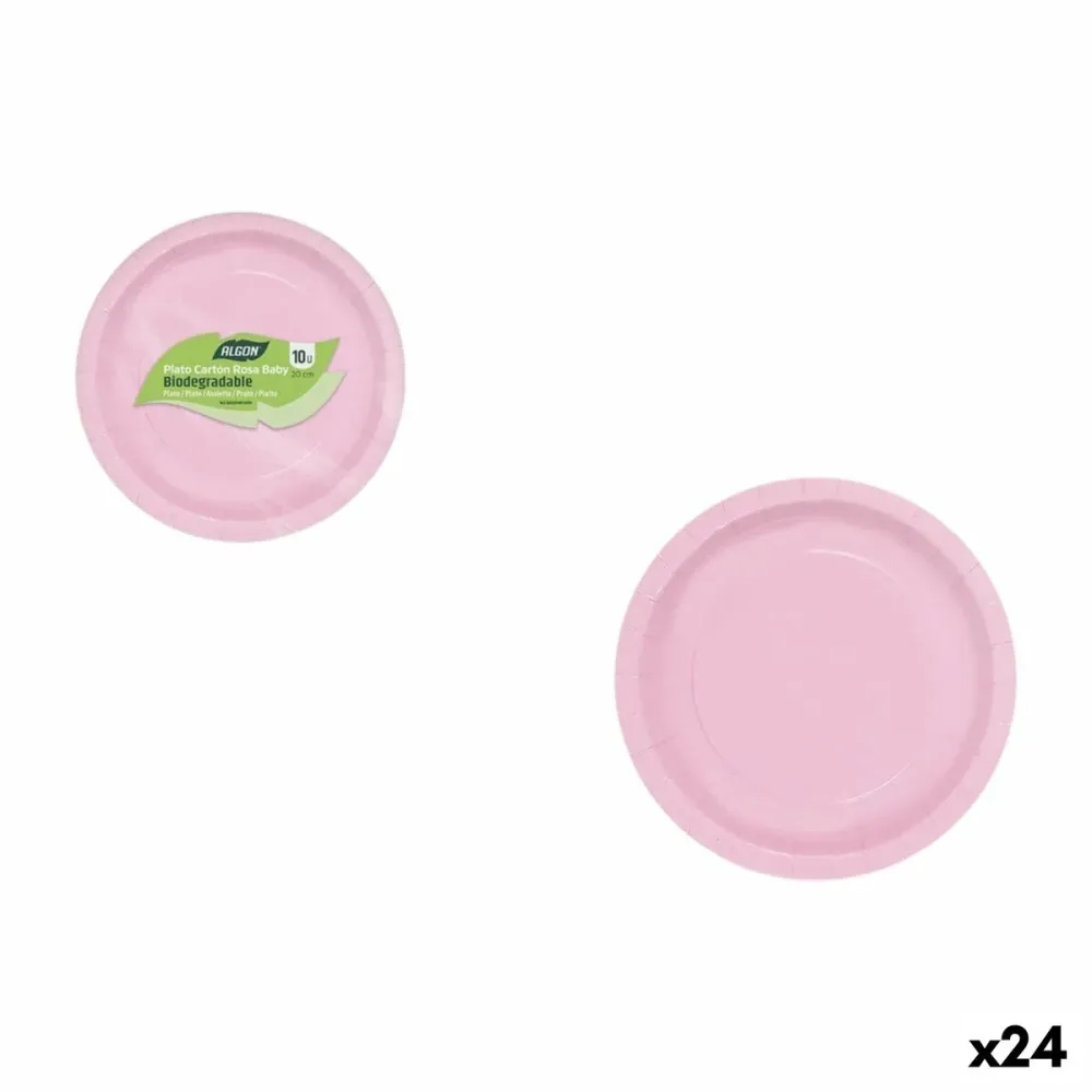 Conjunto de pratos Algon Cor de Rosa 20 cm 10 Peças (24 Unidades)