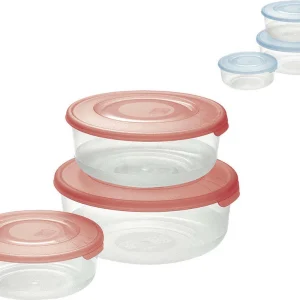 CONTENITORE TONDO PLASTICA SET 'FRIGO BOX' coperchio acqua trasparente Tontarelli