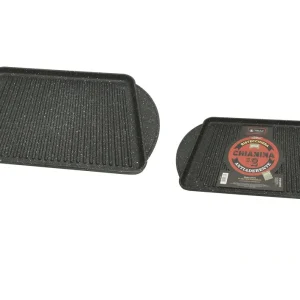 COOK OMAC Bistecchiera rettangolare Chianina 2 cm 37X28 alluminio pressofuso, manici integrati, elevato spessore con rives...