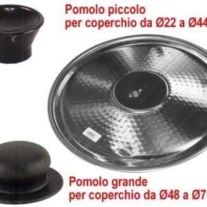 Coperchi e Pomoli per pentole caldaia alluminio. Prezzo per Pezzo.