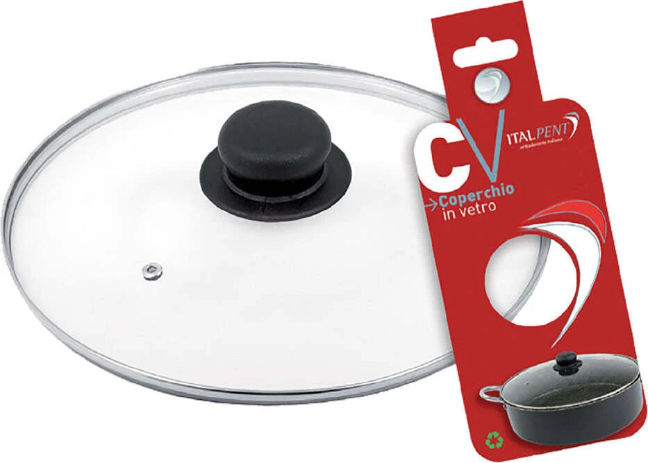 COPERCHIO VETRO 'BLACK LINE' Ø cm. 18 Pentalux