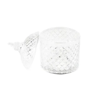 Coppetta classica con coperchio vetro trasparente e decoro arilievo, d.10x15 cm - Plà thea