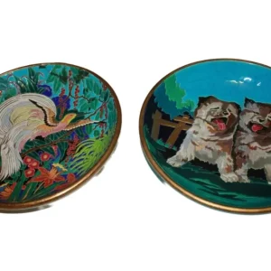 Coppia di Piatti Francesi Ceramica Longwy | Decorati con Animali | Inizio '900